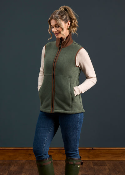 Aylsham Ladies Fleece Gilet In Cedar Green