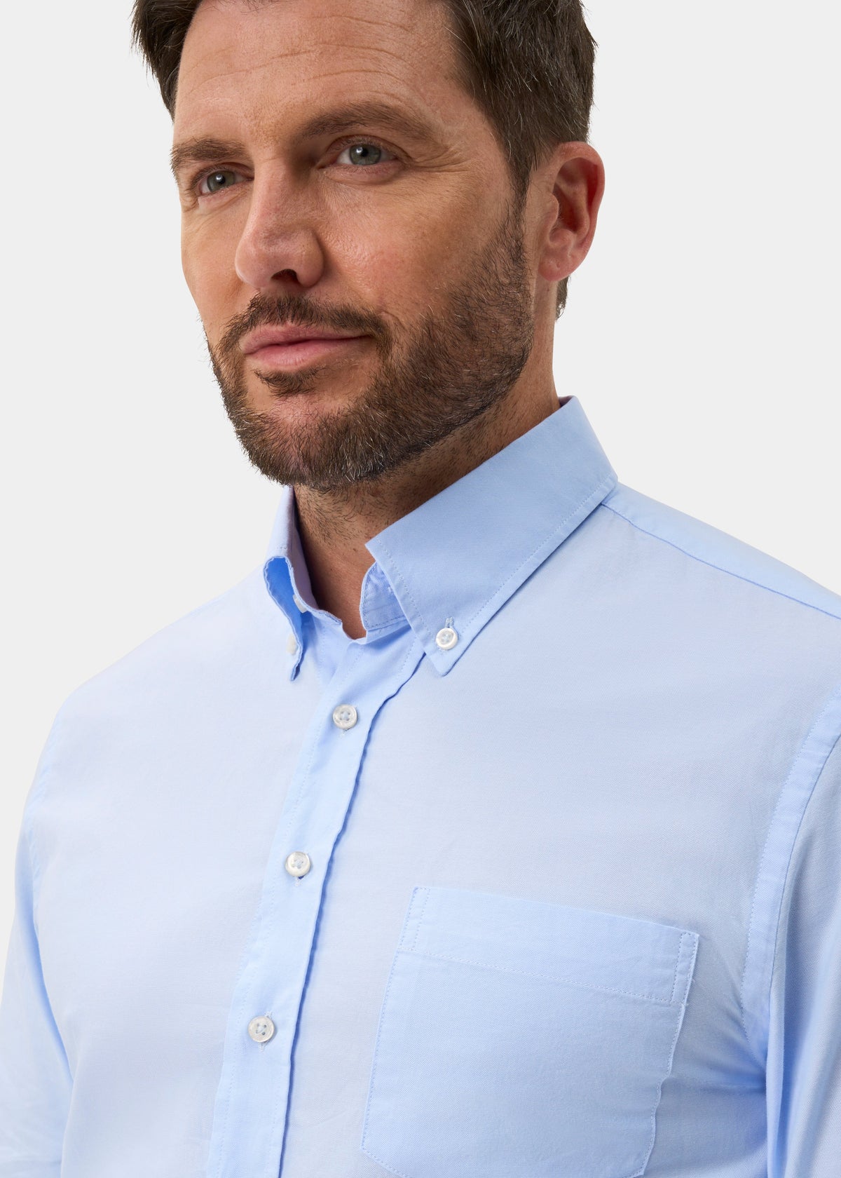 Men's Cotton Button Through Shirt In Blue - Regular Fit