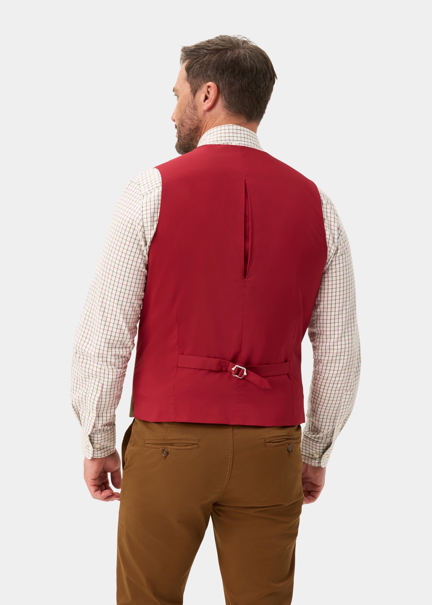 Combrook Men's Tweed Water Repellent Lined-Back Waistcoat in Sage  -  Regular Fit