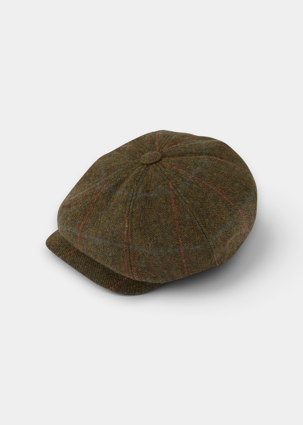 Alan Paine Combrook ladies tweed cap in willow green wool with a subtle check pattern and water repellent finish.