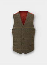 Combrook Men's Tweed Water Repellent Lined-Back Waistcoat in Sage  -  Regular Fit