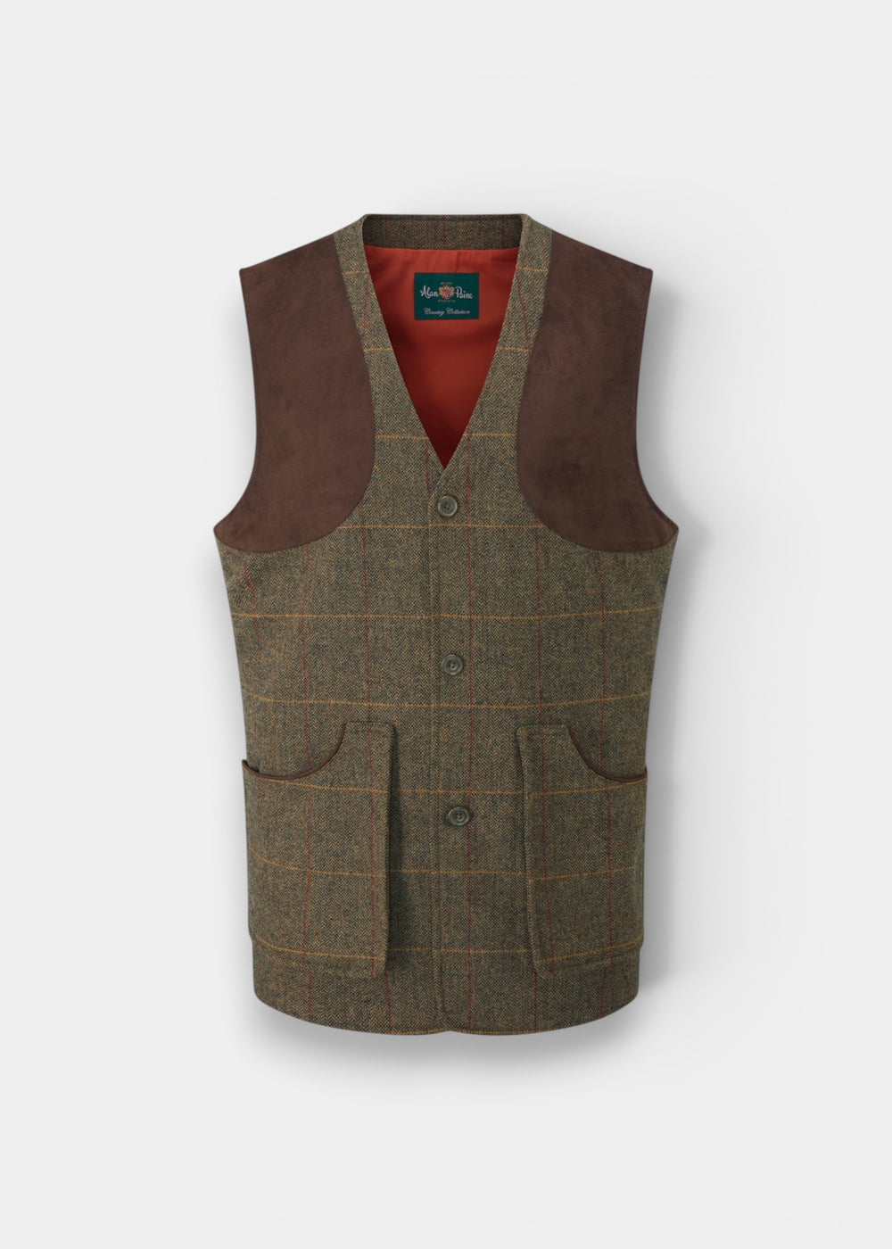 Combrook Men's Tweed Water Repellent Shooting Waistcoat in Teak  -  Shooting Fit