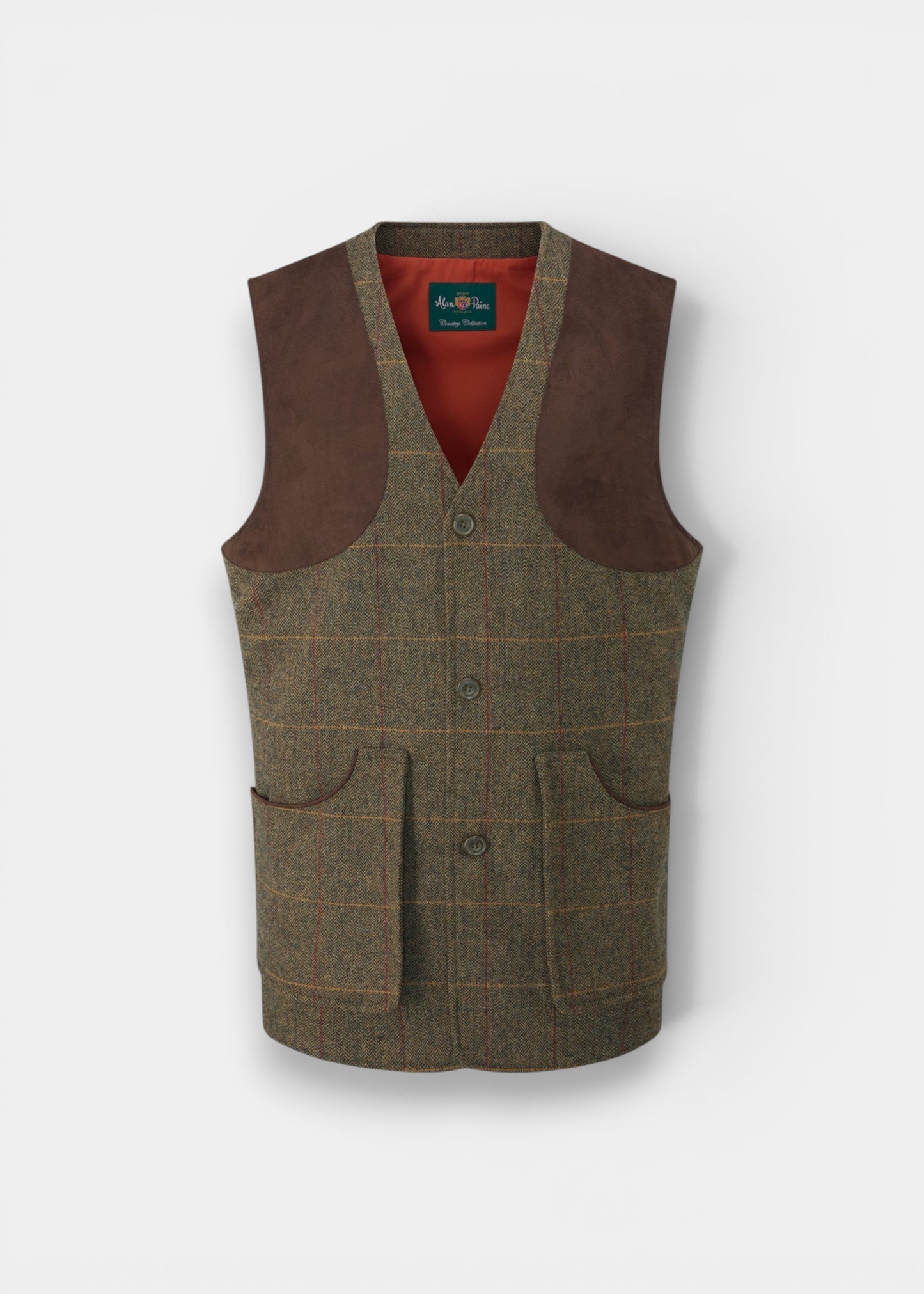 Combrook Men's Tweed Water Repellent Shooting Waistcoat in Teak  -  Shooting Fit