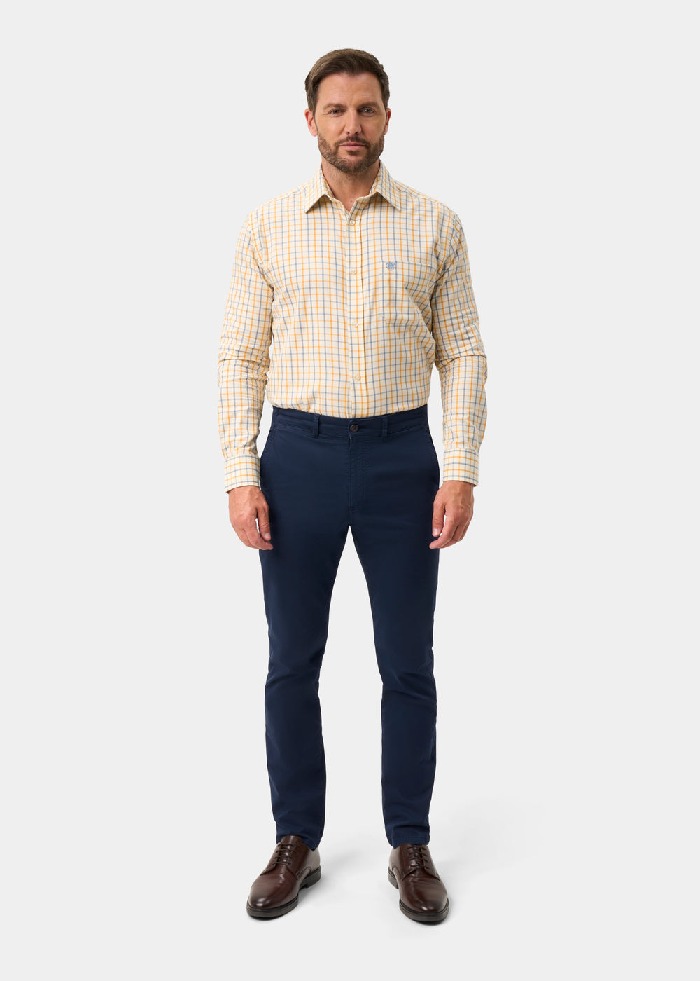 Ilkley Men's Blue and Gold Country Check Shirt - Shooting Fit