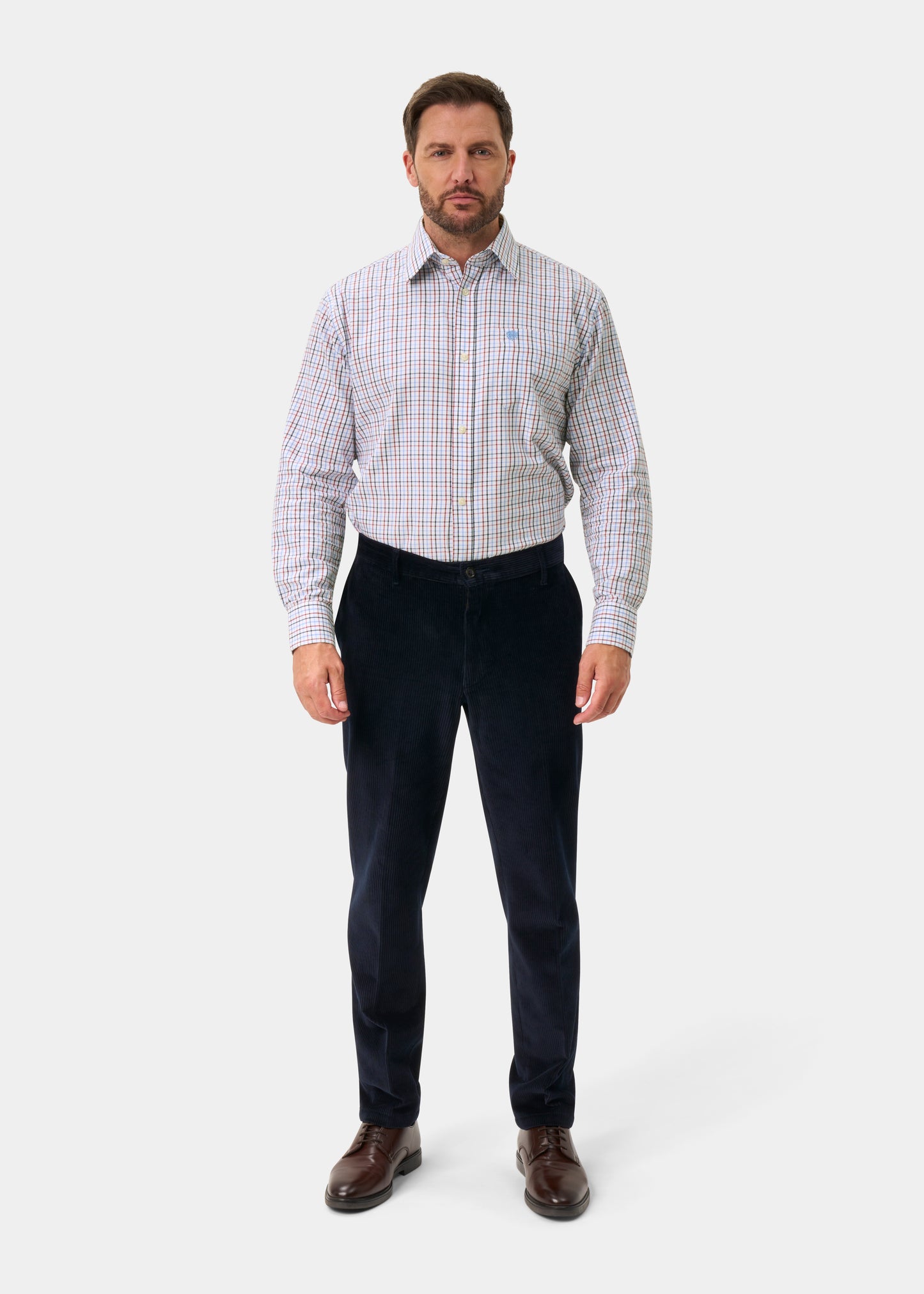 Men's Cotton Cord Trousers In Navy