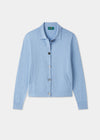 Ladies Cotton Cashmere Collared Cardigan in Light Blue