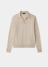 Ladies Cotton Cashmere Open Placket Jumper in Beige
