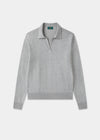 Ladies Cotton Cashmere Open Placket Jumper in Light Grey