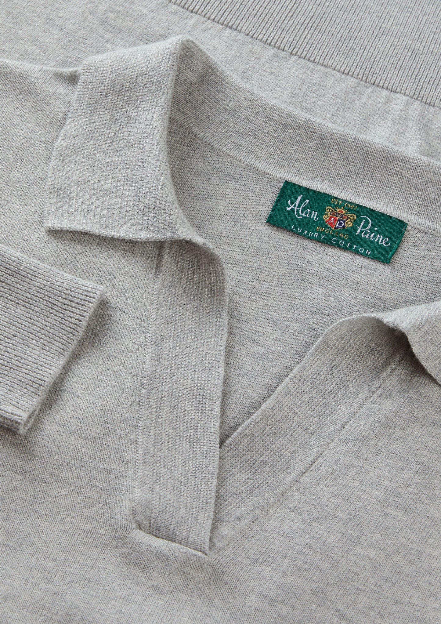 Ladies Cotton Cashmere Open Placket Jumper in Light Grey