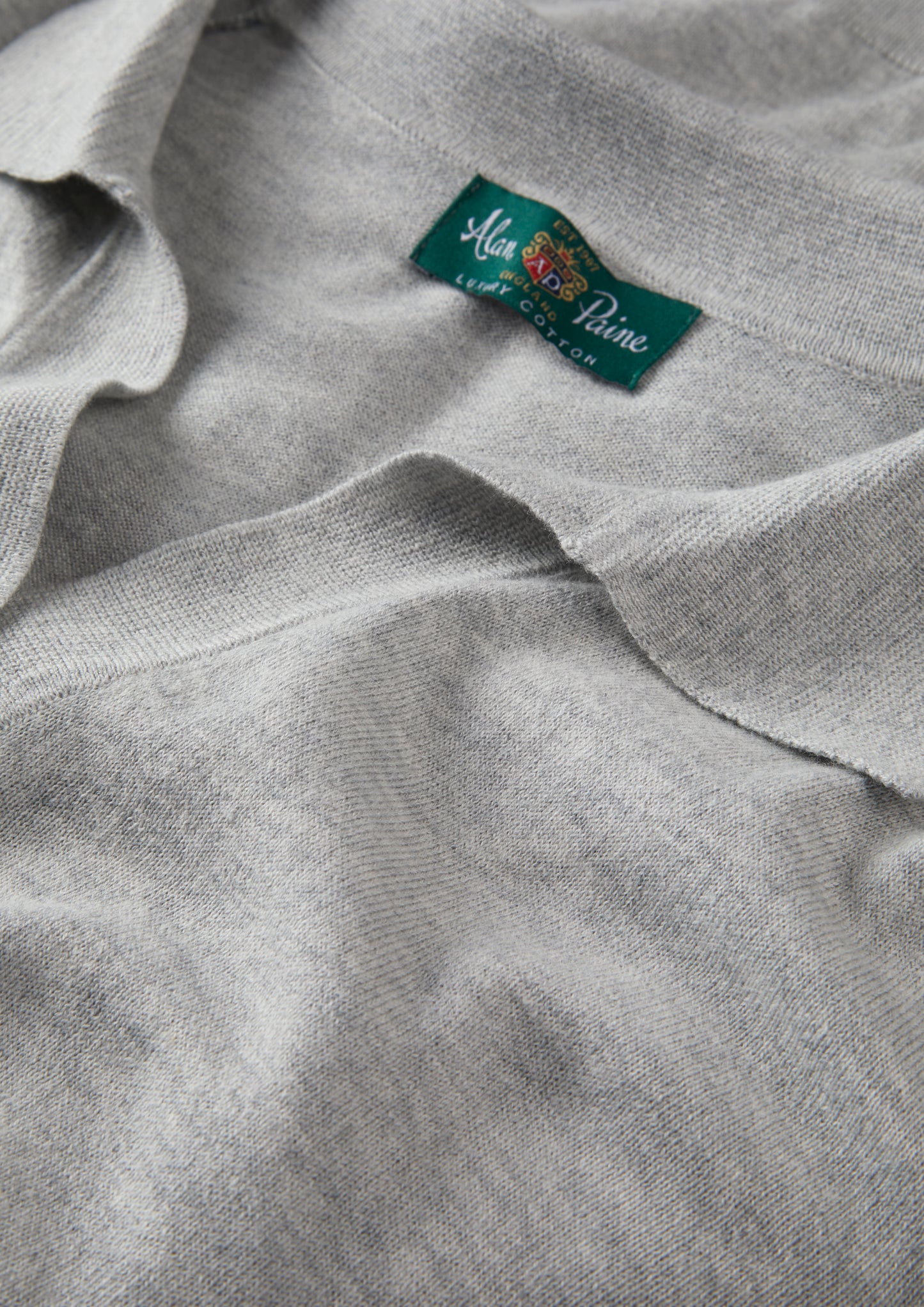 Ladies Cotton Cashmere Open Placket Jumper in Light Grey