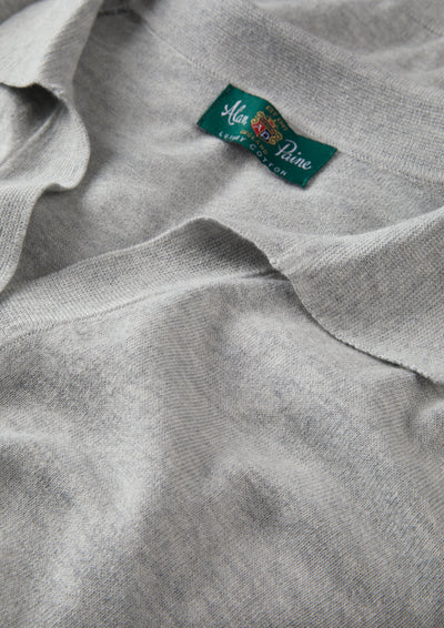 Ladies Cotton Cashmere Open Placket Jumper in Light Grey