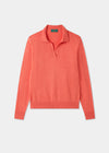Ladies Cotton Cashmere Open Placket Jumper in Pink