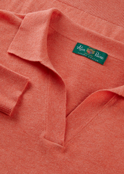 Ladies Cotton Cashmere Open Placket Jumper in Pink