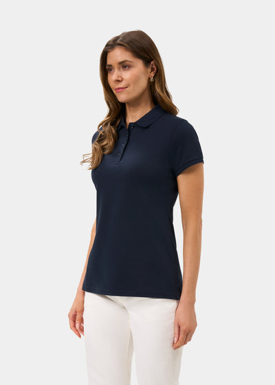 Ladies Cotton Pique Polo Shirt in Navy