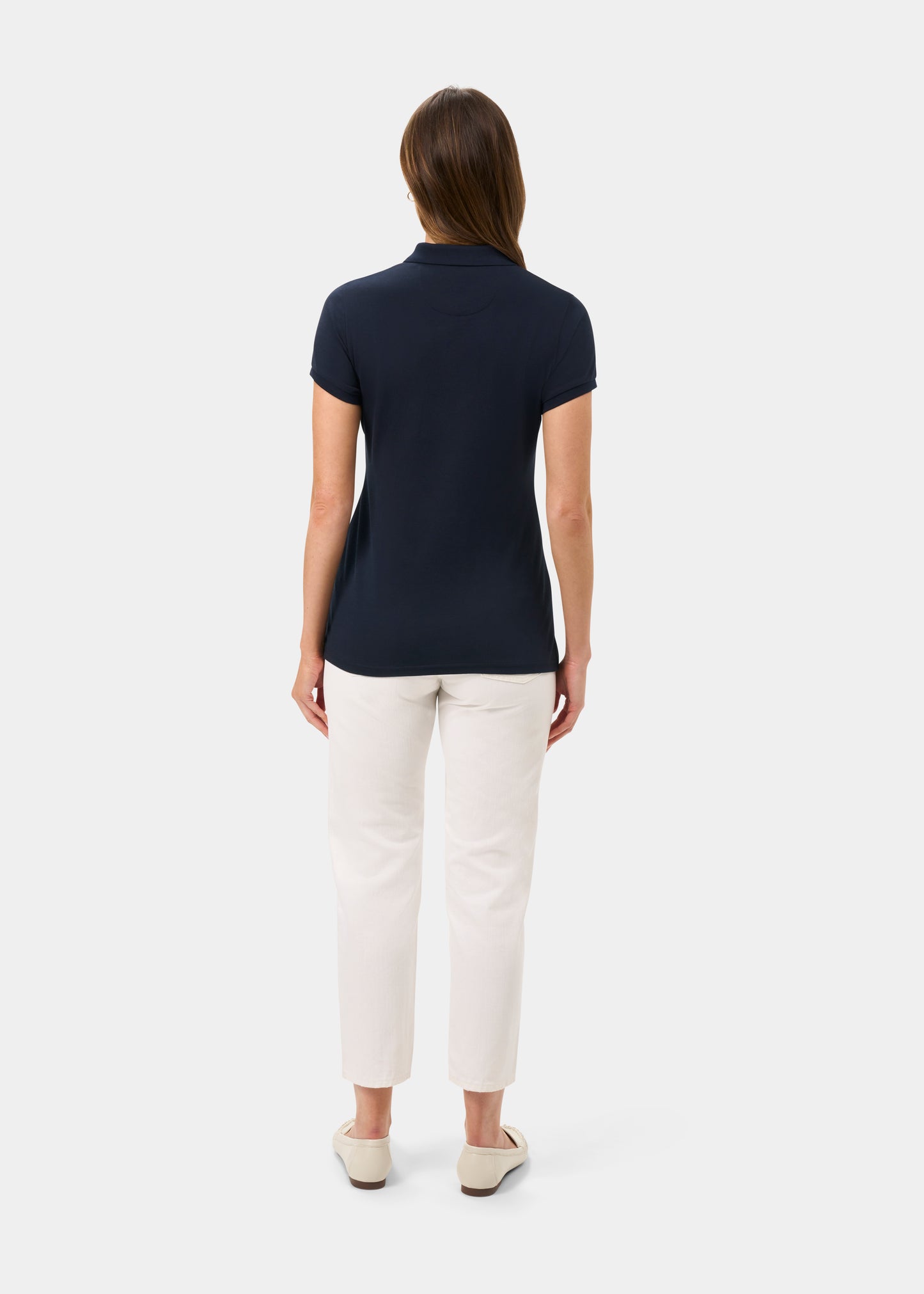 Ladies Cotton Pique Polo Shirt in Navy