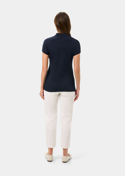 Ladies Cotton Pique Polo Shirt in Navy