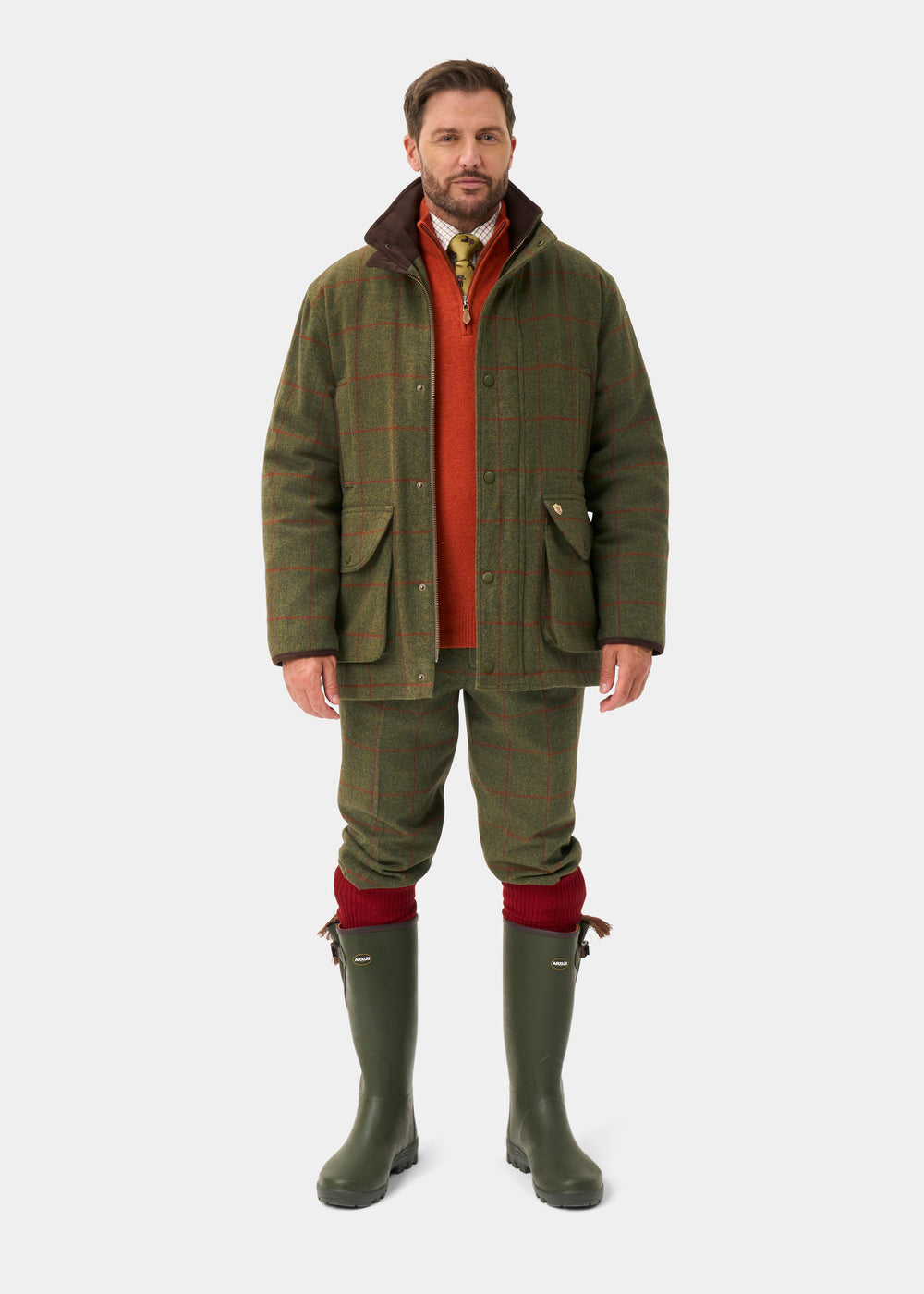 Combrook Men's Tweed Waterproof Shooting Field Coat in Reed  -  Shooting Fit