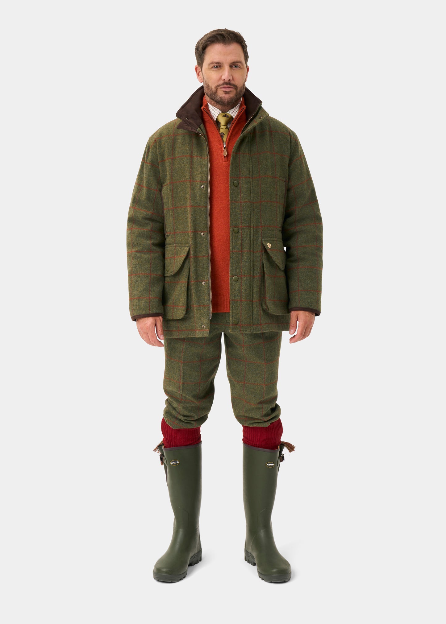 Combrook Men's Tweed Waterproof Shooting Field Coat in Reed  -  Shooting Fit
