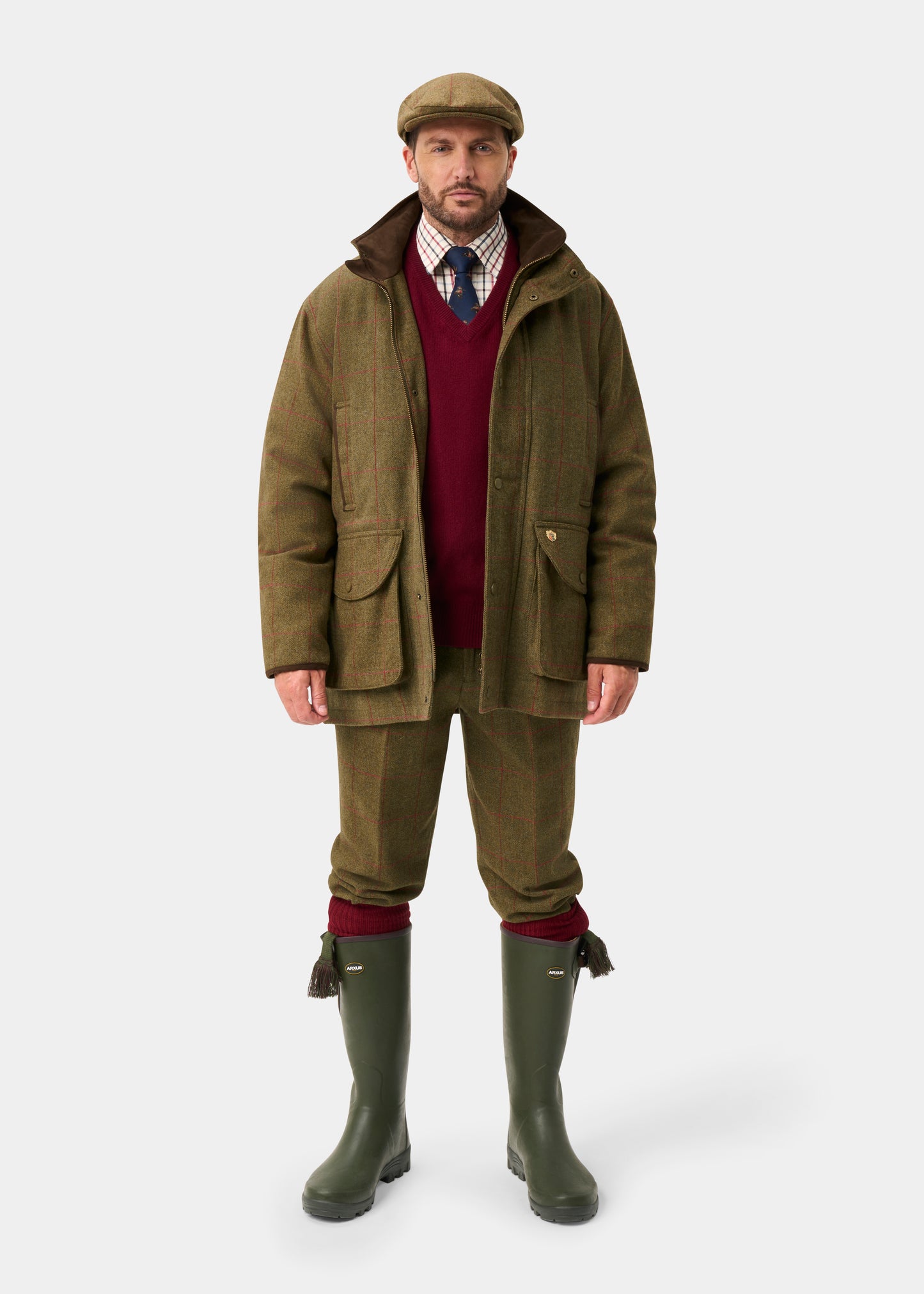 Combrook Men's Tweed Waterproof Shooting Field Coat in Sage  -  Shooting Fit