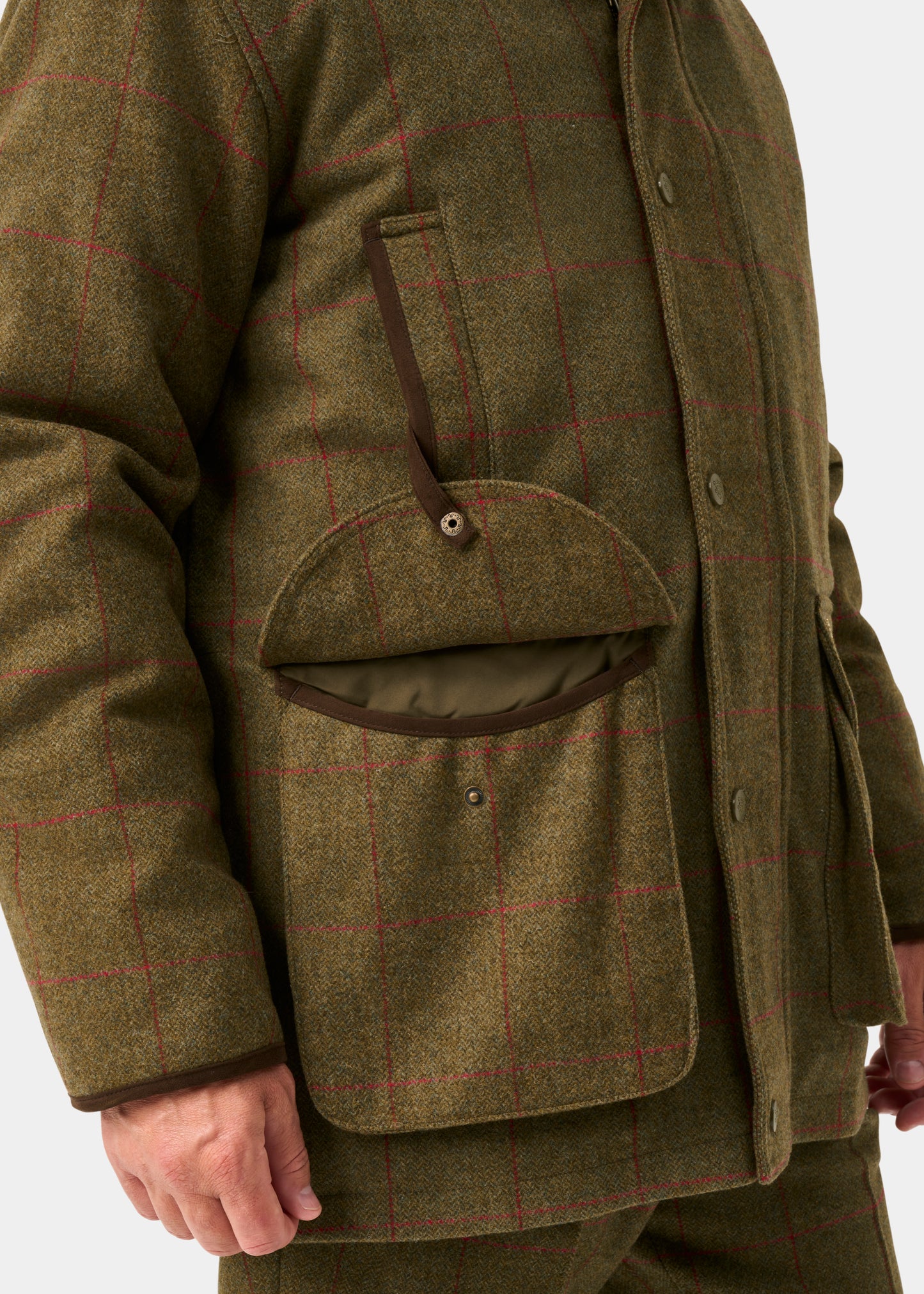 Combrook Men's Tweed Waterproof Shooting Field Coat in Sage  -  Shooting Fit