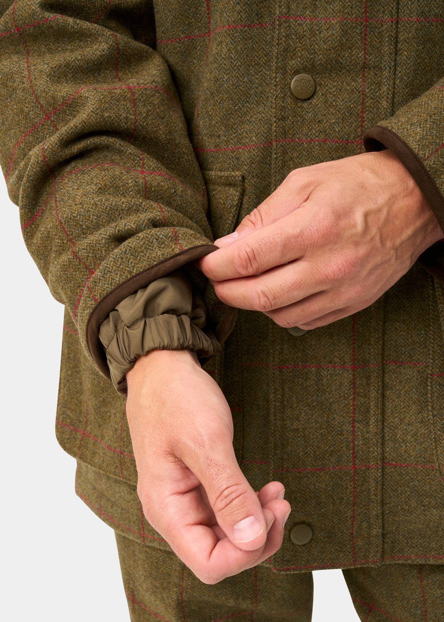 Combrook Men's Tweed Waterproof Shooting Field Coat in Sage  -  Shooting Fit