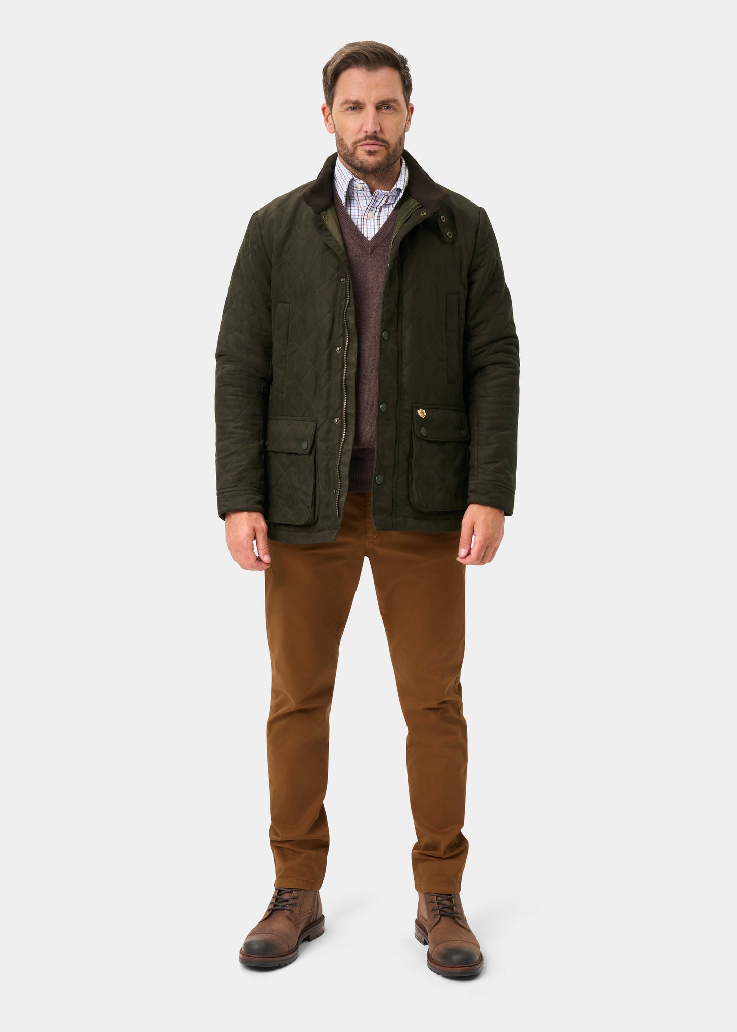 Felwell Men's Quilted Jacket In Olive - Regular Fit