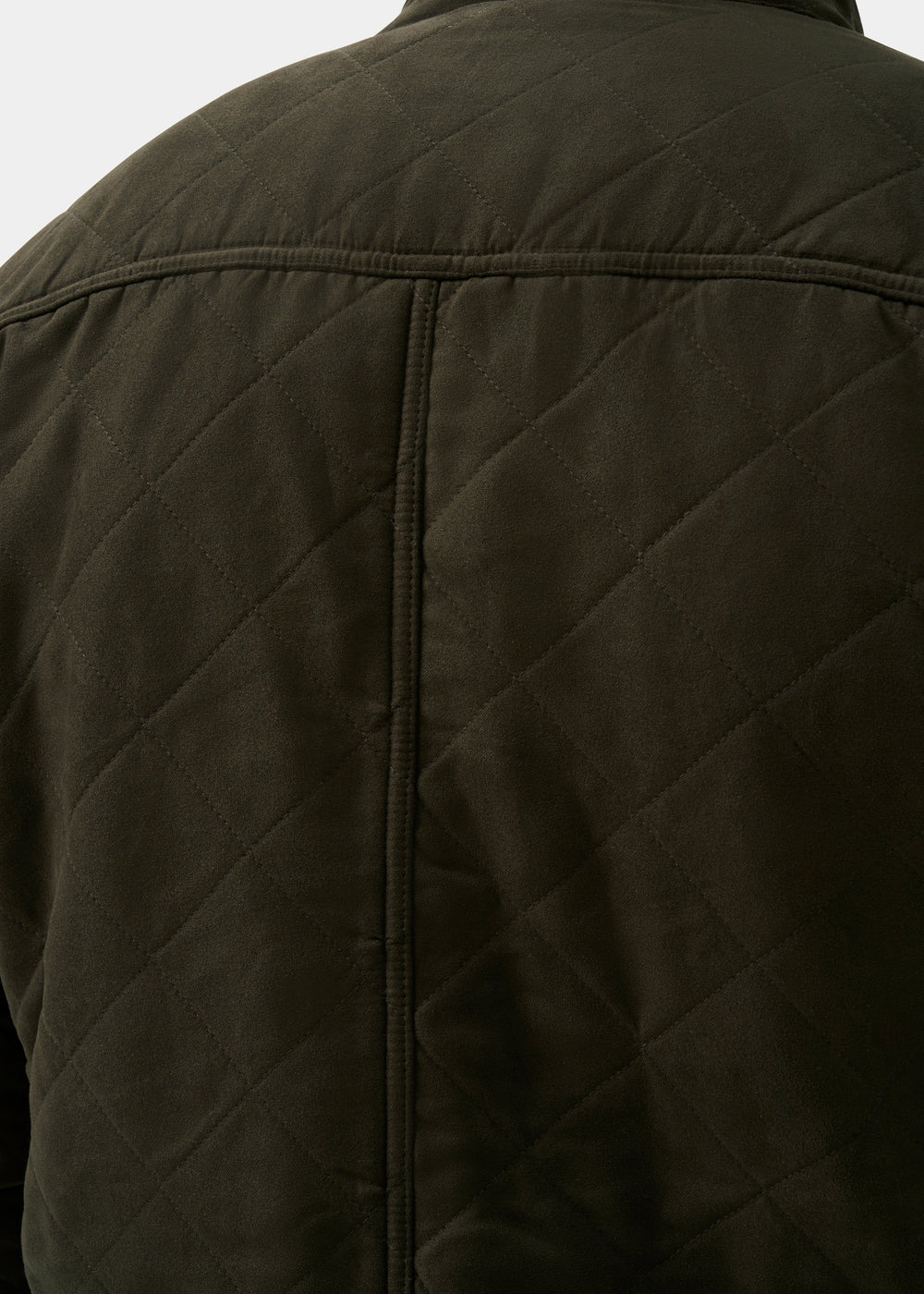 Close-up of the Felwell Men’s Quilted Jacket in Olive, featuring diamond stitching and fleece-lined comfort.