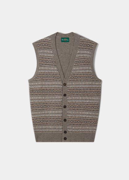 Maywick Men's Lambswool Fair Isle Waistcoat In Vole