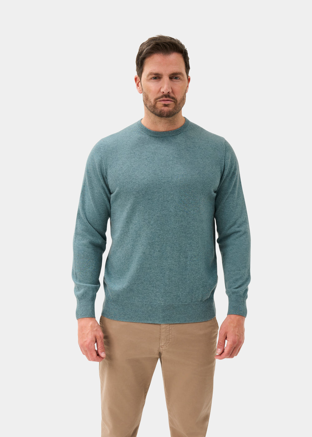 Men's Cashmere Crew Neck Jumper in Caspian