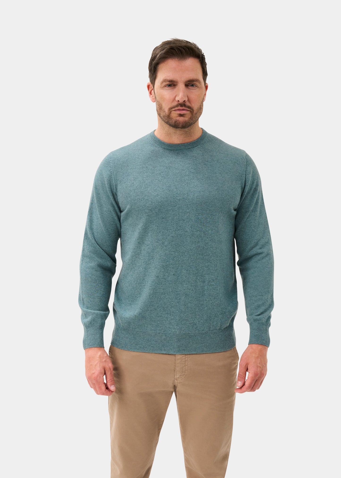 Men's Cashmere Crew Neck Jumper in Caspian