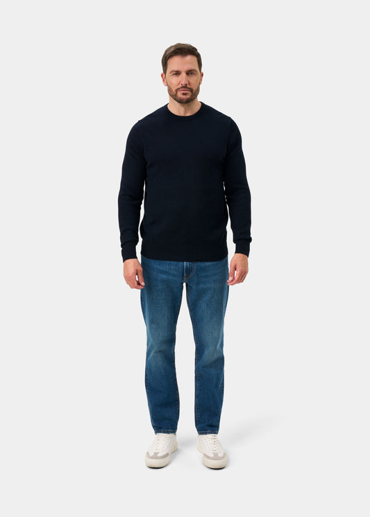Melfort Pure Cashmere Crew Neck Jumper In Dark Navy - Regular Fit