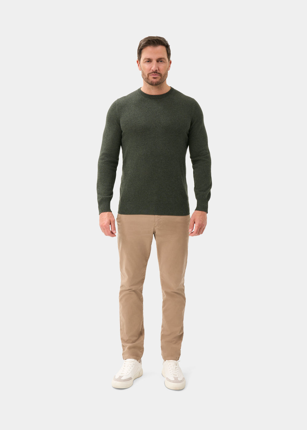 Men's Cashmere Crew Neck Jumper in Rosemary