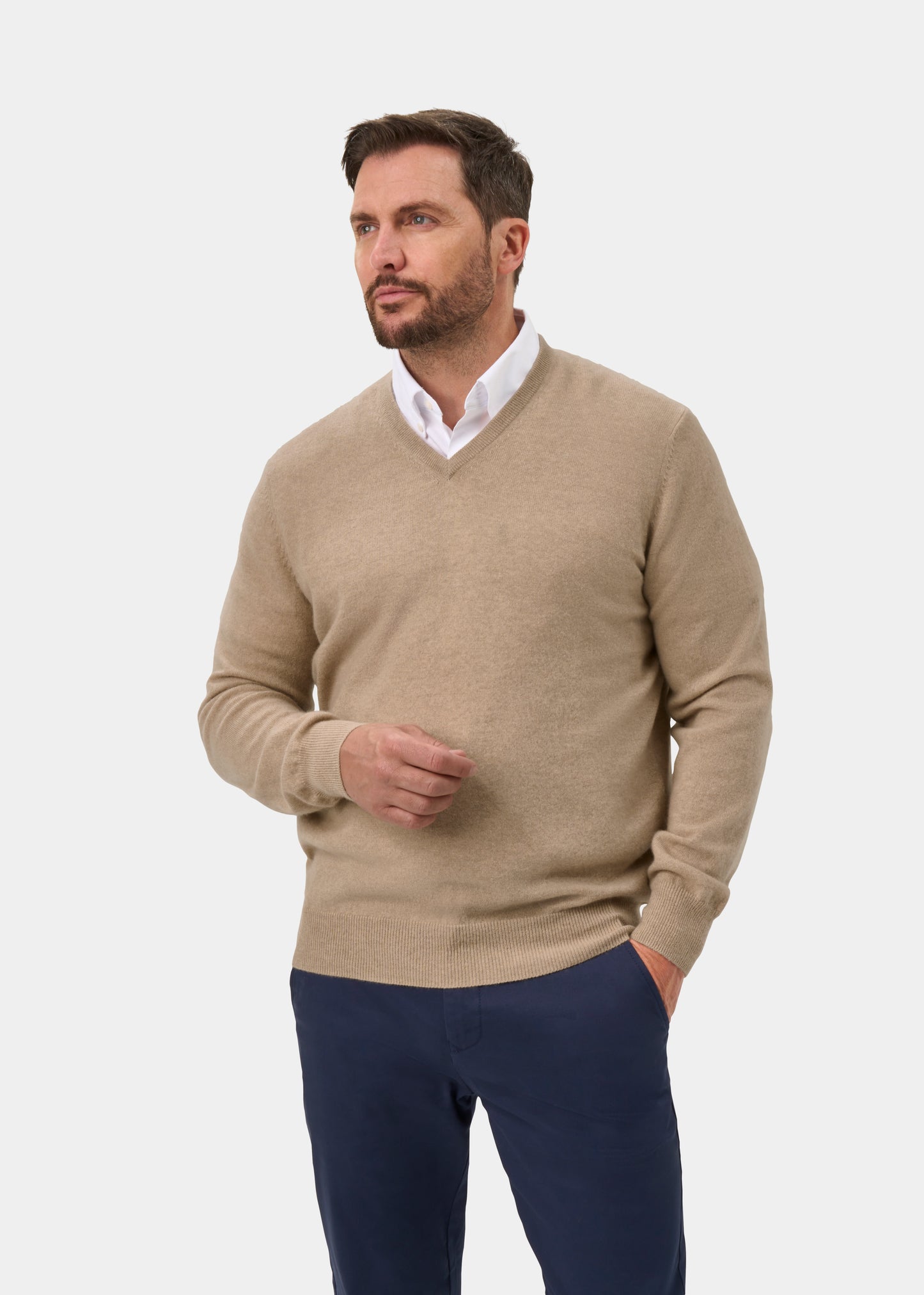 Haddington Cashmere Jumper in Linen - Regular Fit