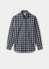 Men's Cotton Long Sleeve Checked Shirt in Blue