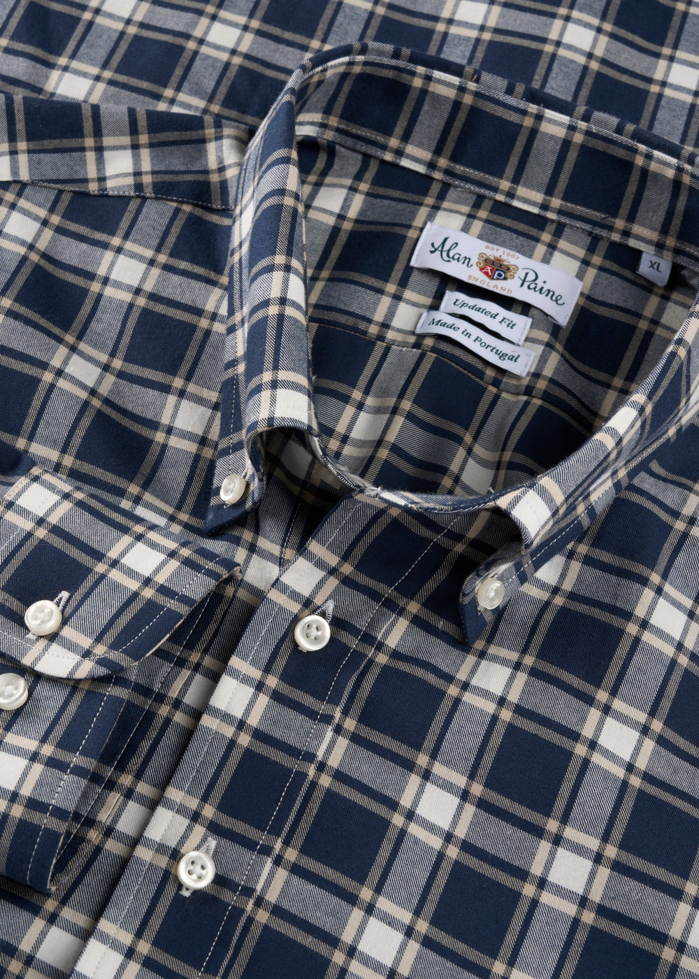 Men's Cotton Long Sleeve Checked Shirt in Blue