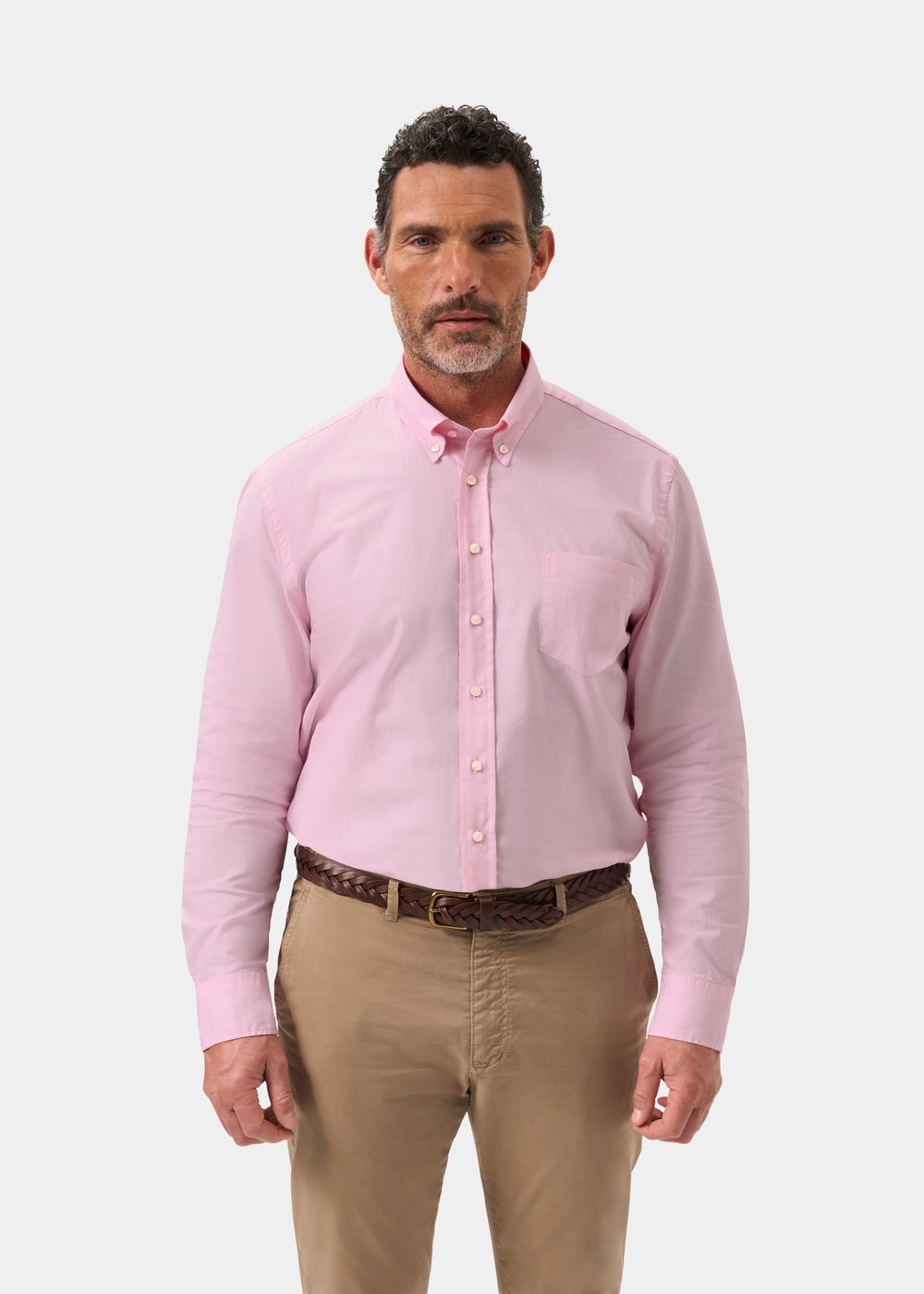 Men's Cotton Long Sleeve Shirt in Pink
