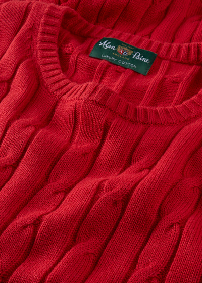 Men's Cotton Cashmere Crew Neck Jumper in Red