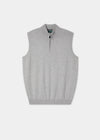 Men's Cotton Cashmere Quarter Zip Gilet in Light Grey