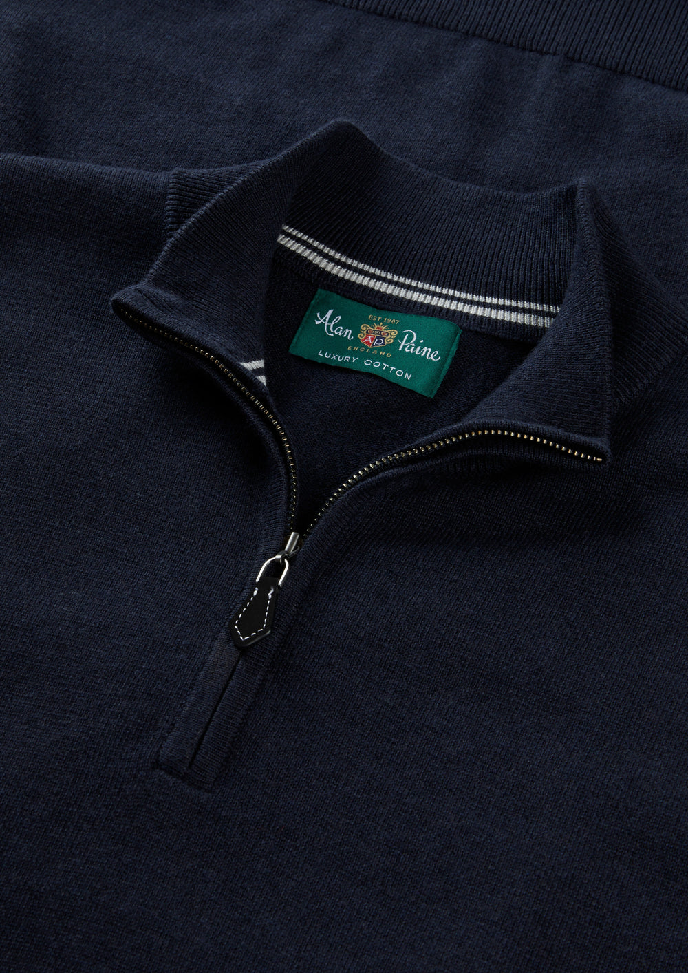 Men's Cotton Cashmere Quarter Zip Gilet in Navy