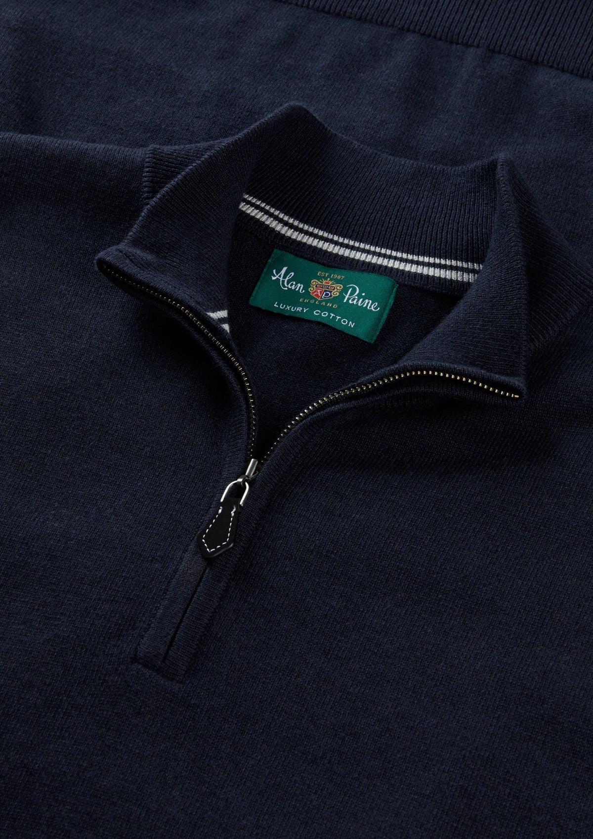 Men's Cotton Cashmere Quarter Zip Gilet in Navy