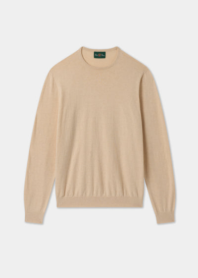Men's Cotton Cashmere Crew Neck Jumper in Beige