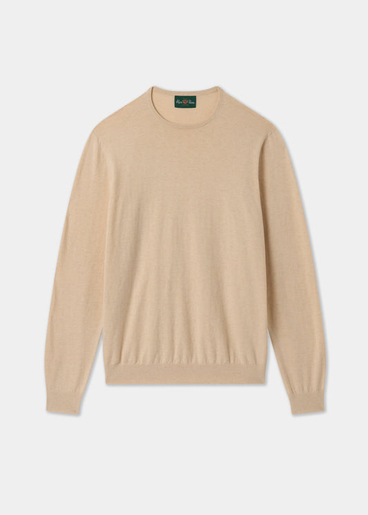 Men's Cotton Cashmere Crew Neck Jumper in Beige