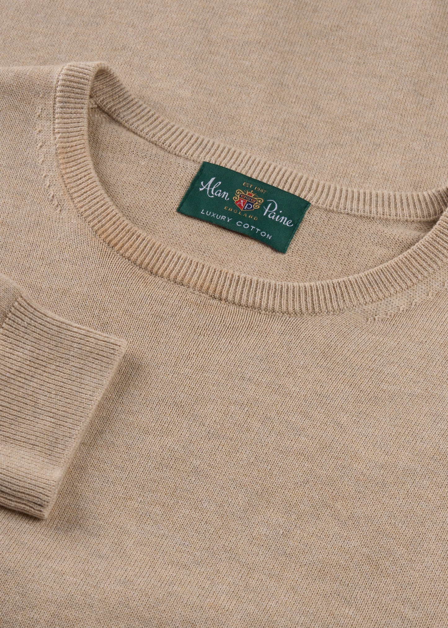 Men's Cotton Cashmere Crew Neck Jumper in Beige