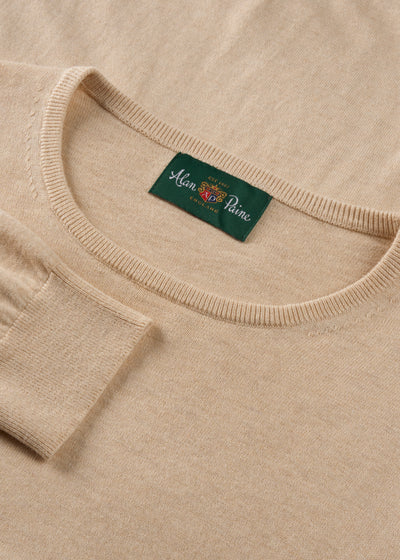 Men's Cotton Cashmere Crew Neck Jumper in Beige