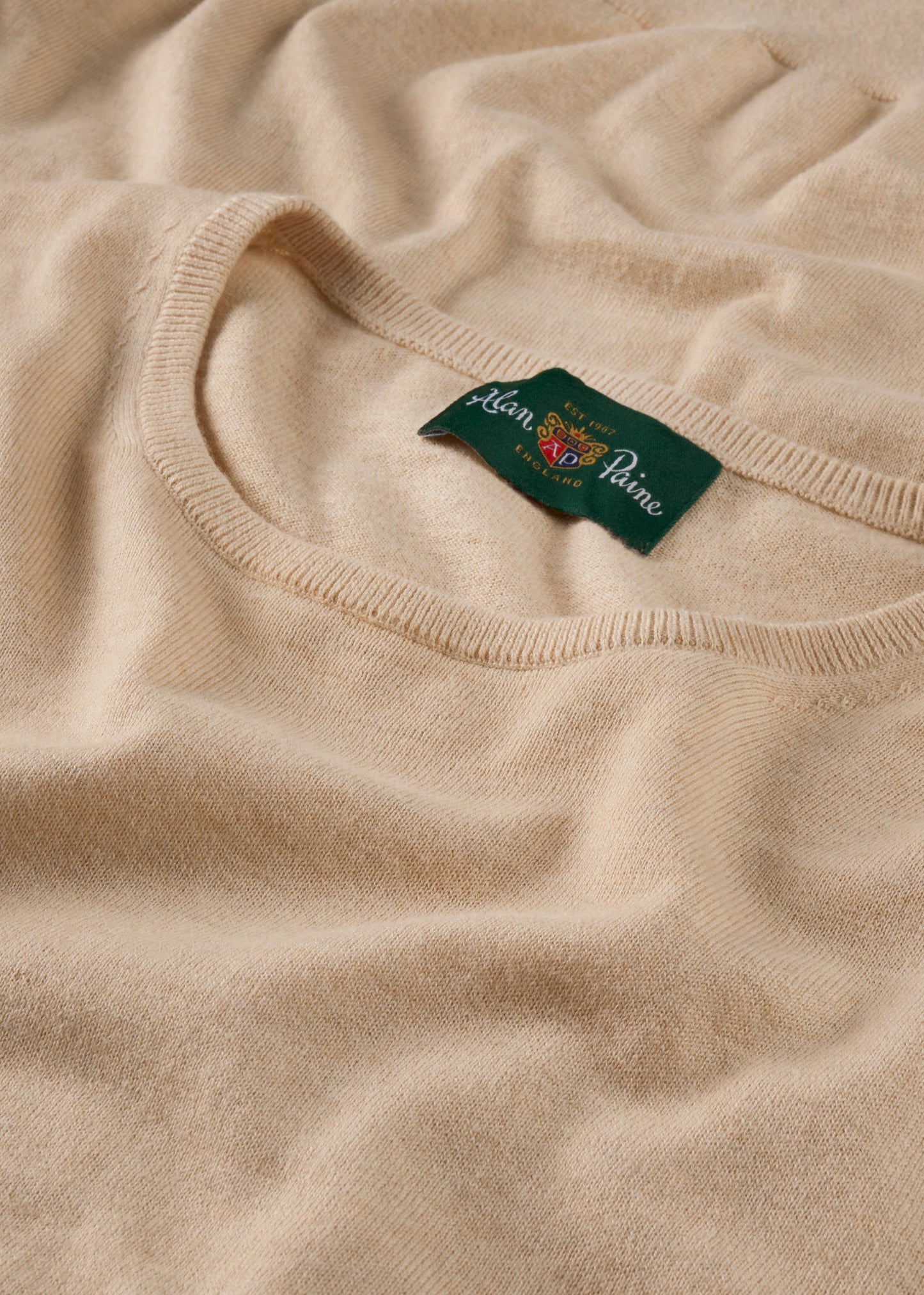 Men's Cotton Cashmere Crew Neck Jumper in Beige