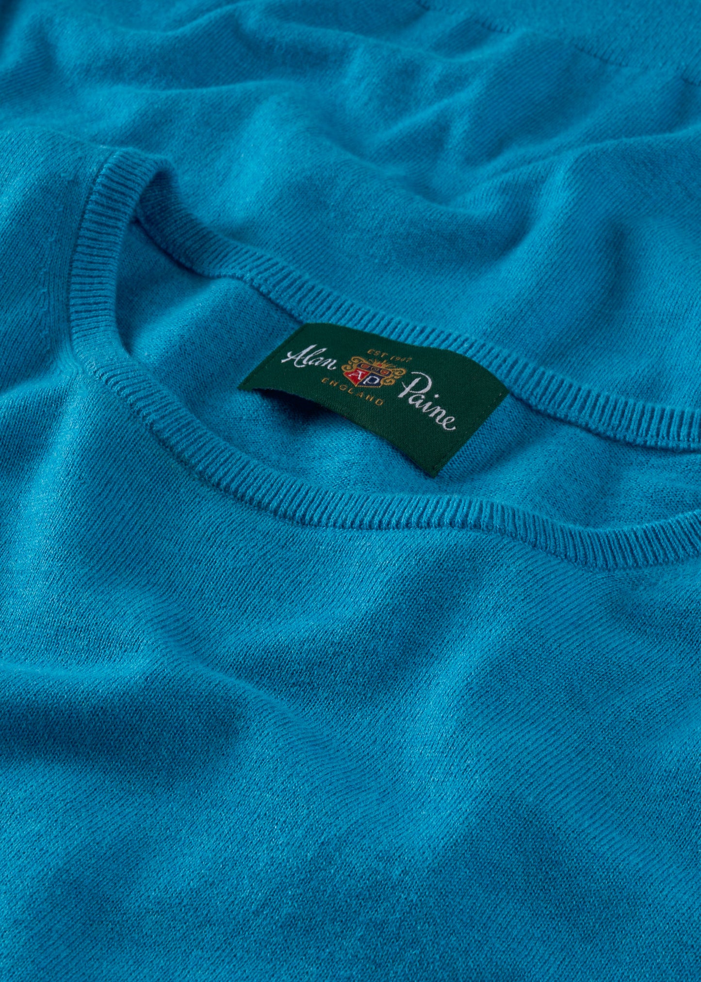 Men's Cotton Cashmere Crew Neck Jumper in Bright Blue