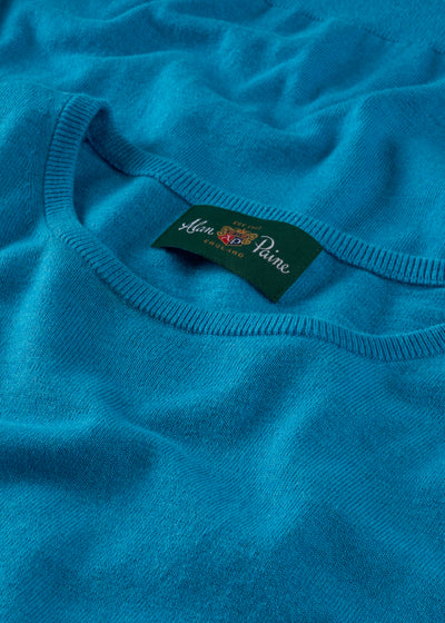 Men's Cotton Cashmere Crew Neck Jumper in Bright Blue