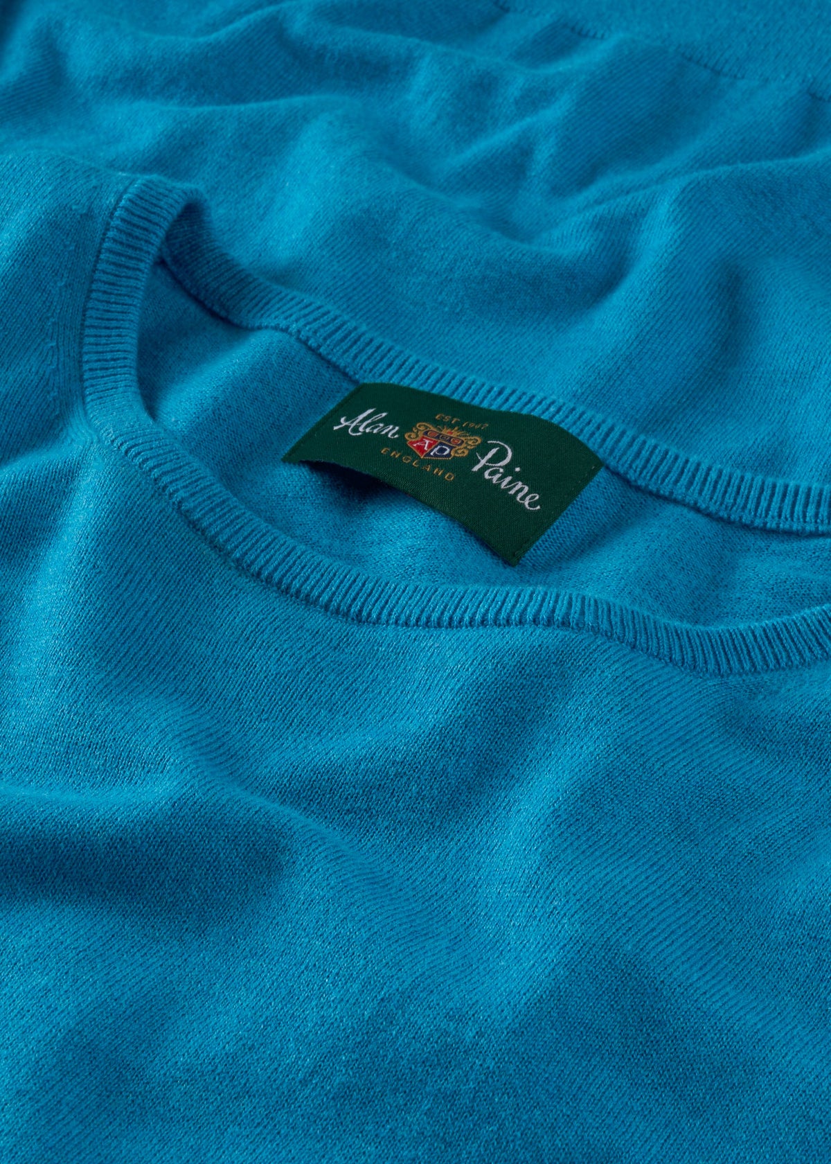 Men's Cotton Cashmere Crew Neck Jumper in Bright Blue