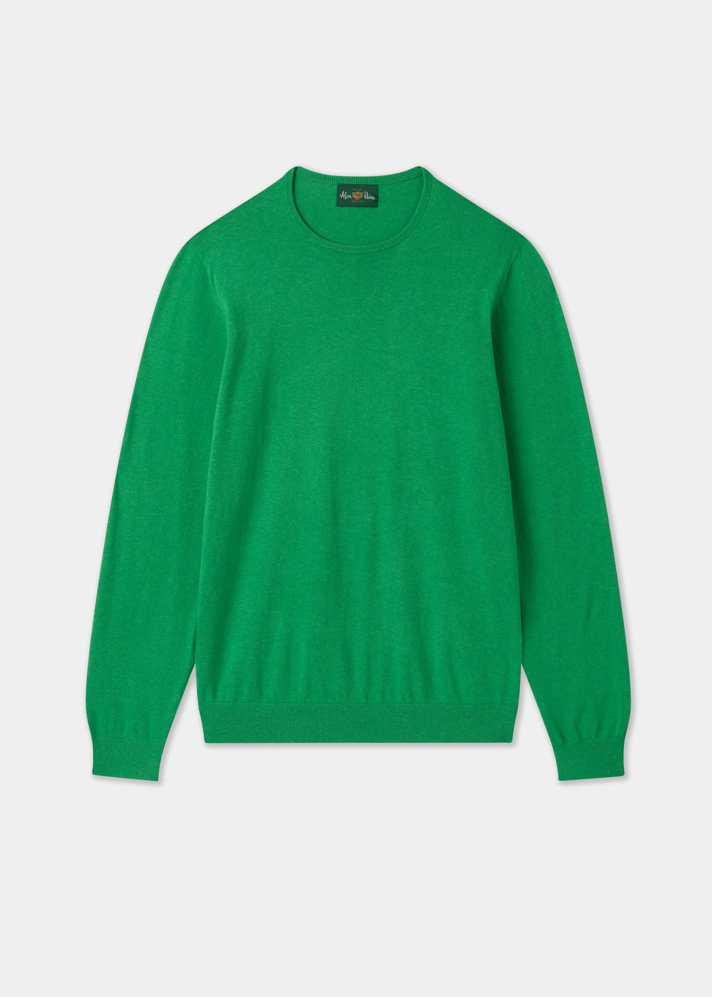 Men's Cotton Cashmere Crew Neck Jumper in Bright Green