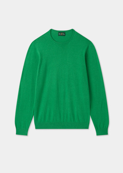 Men's Cotton Cashmere Crew Neck Jumper in Bright Green
